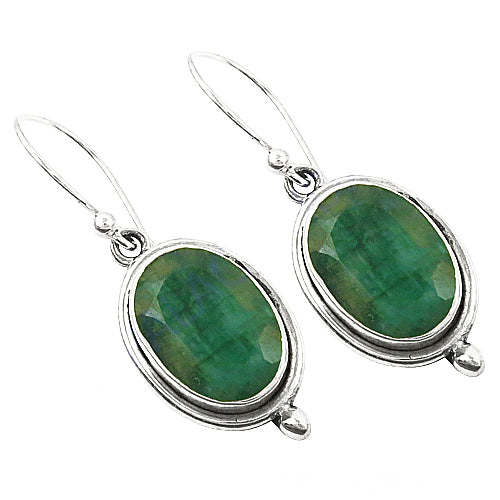 925 Silver Emerald Drop Earrings for Women | Gemstone Jewelry