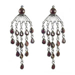 Load image into Gallery viewer, Silver Dangle Drop Earrings with Garnet | Chandelier Earrings
