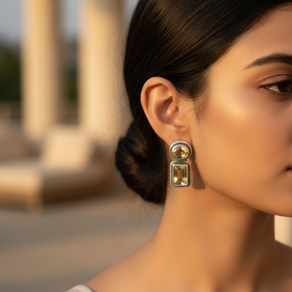 925 Silver Citrine Gemstone Earrings | Women's Jewelry Gift