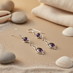 Load image into Gallery viewer, 925 Silver Amethyst Drop Earrings for Women | Gemstone Jewelry
