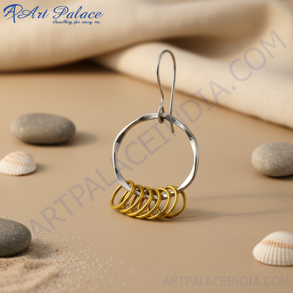 Silver Hoop Earrings with gold plating Accents | Modern Jewelry for Women