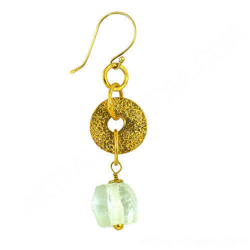 gold plating Green Stone Dangle Earrings for Women | Daily Wear Jewelry