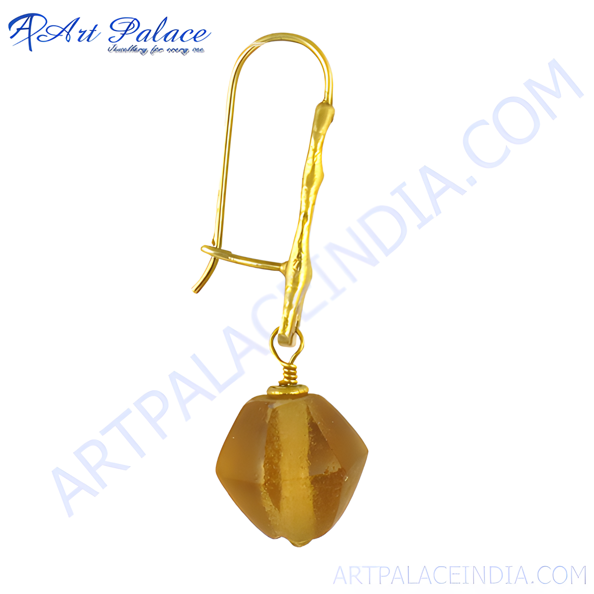 Gold plating drop earrings with a faceted gemstone, perfect for adding elegance to any outfit