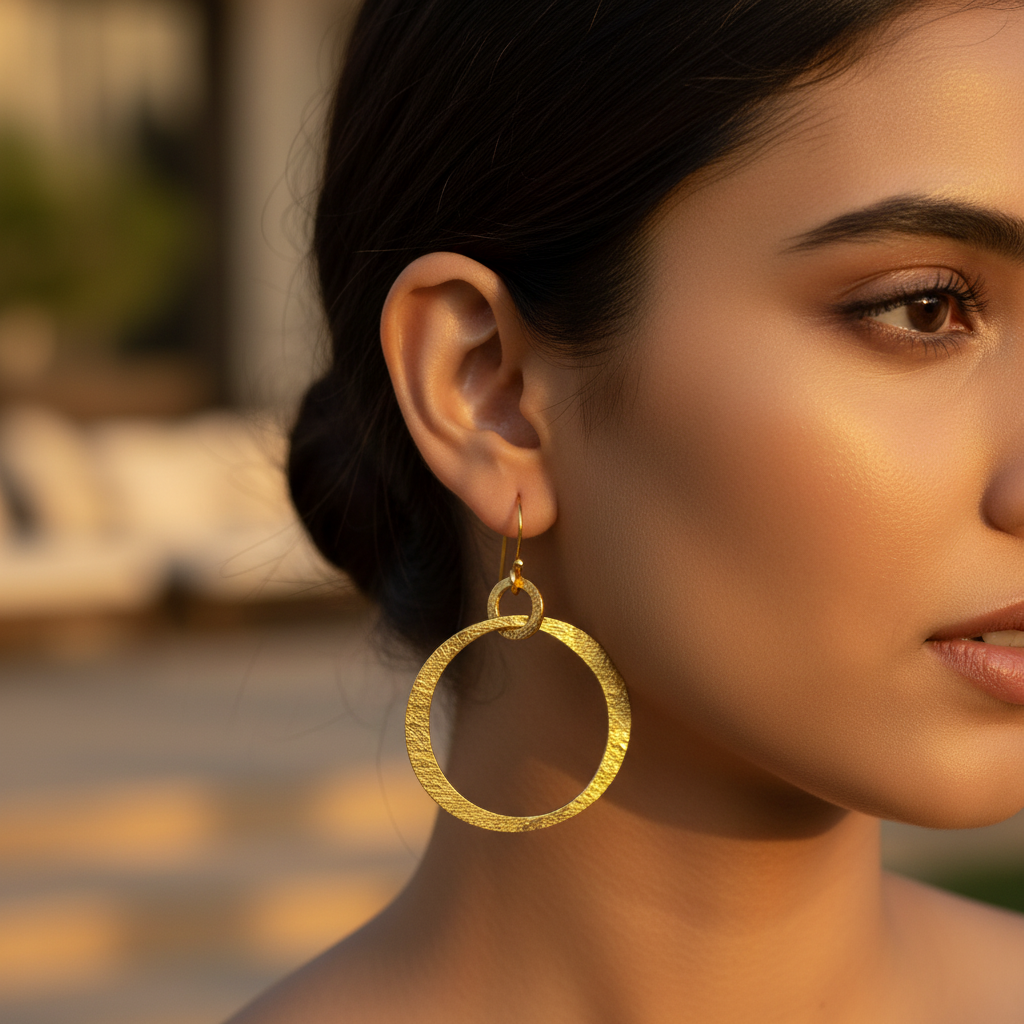 gold plating Textured Hoop Earrings for Women | Daily Wear Jewelry