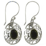 Load image into Gallery viewer, 925 Silver Oval Green Stone Drop Earrings for Women
