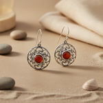 Load image into Gallery viewer, 925 Silver Carnelian Earrings | Celtic Knot Design for Women
