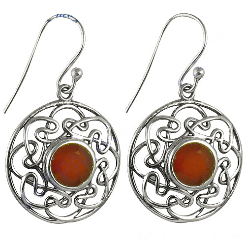 925 Silver Carnelian Earrings | Celtic Knot Design for Women