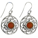Load image into Gallery viewer, 925 Silver Carnelian Earrings | Celtic Knot Design for Women
