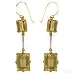 Load image into Gallery viewer, gold plating Citrine Drop Earrings | Rectangular Stone Dangle Jewelry
