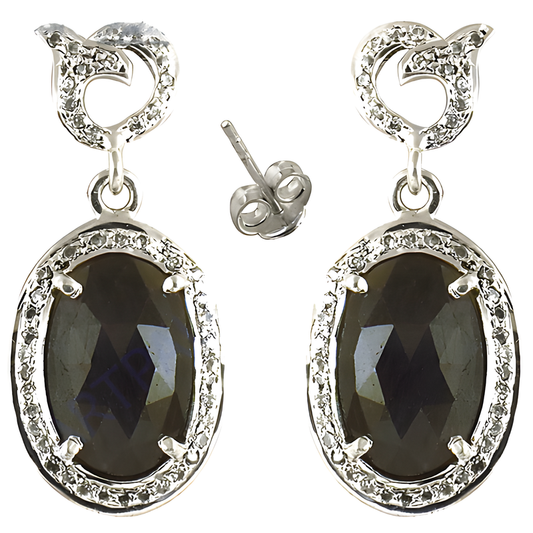 Sapphire & Cz Silver Victorian Slice Jewellery