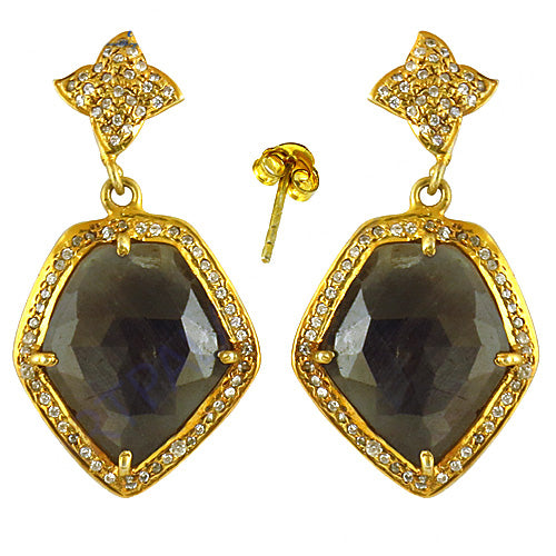gold plating Sapphire Teardrop Earrings for Women | Gemstone Jewelry
