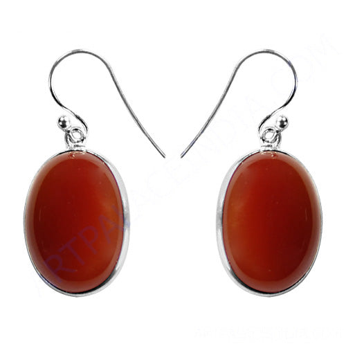925 Silver Carnelian Oval Earrings for Women | Gemstone Jewelry