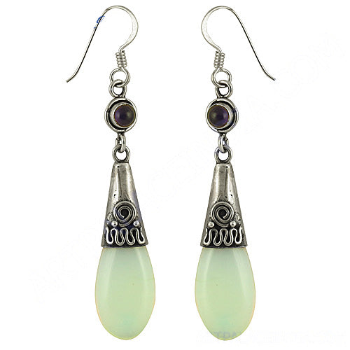 925 Silver Teardrop Earrings with Gemstone | Women's Jewelry