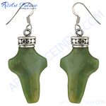 Load image into Gallery viewer, Sterling silver drop earrings featuring green jade gemstones for women. Elegant design.
