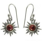 Load image into Gallery viewer, 925 Silver Sunburst Earrings with Red Gemstone | Women's Jewelry
