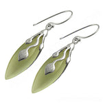 Load image into Gallery viewer, Silver Drop Earrings with Green Stone | Elegant Jewelry Gift
