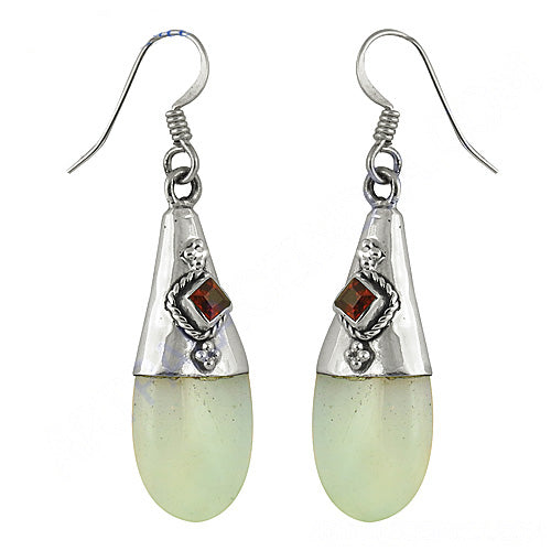 925 Silver Garnet Drop Earrings for Women | Daily Wear