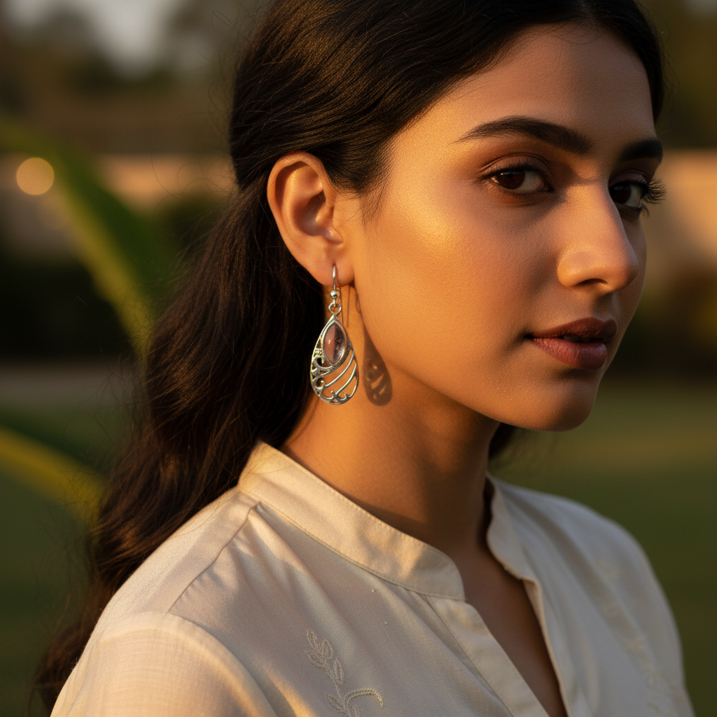 925 Silver Teardrop Gemstone Earrings for Women | Dangle Earrings