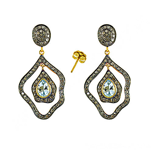 Aquamarine & Diamond Drop Earrings for Women | Teardrop Jewelry