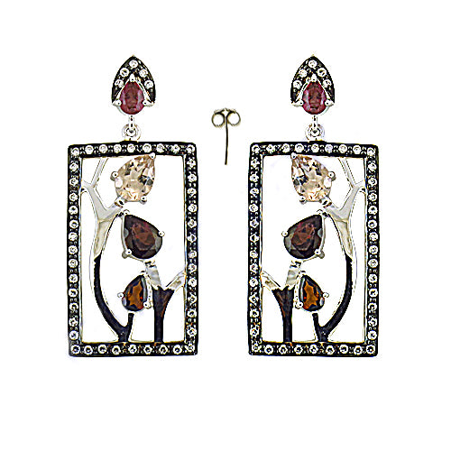 Gemstone Rectangular Earrings for Women | Statement Jewelry