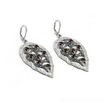 Load image into Gallery viewer, 925 Silver Garnet Drop Earrings for Women | Leaf Design
