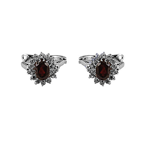 Silver Garnet Cufflinks | Sterling Silver Jewelry | Gift for Men