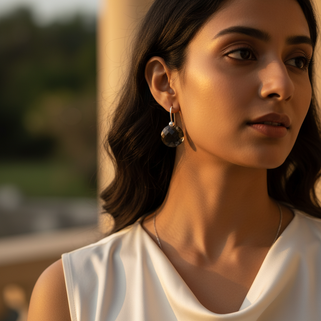 Smoky quartz drop earrings | 925 sterling silver | for women