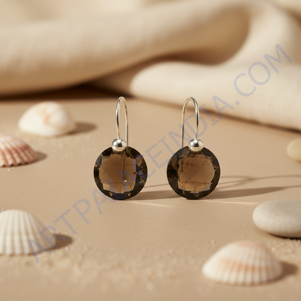 Smoky Quartz Drop Earrings | 925 Sterling Silver | For Women