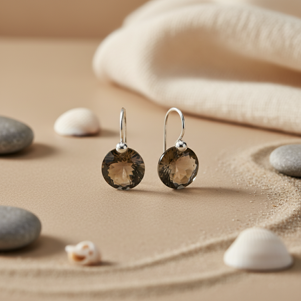 Smoky Quartz Drop Earrings | 925 Sterling Silver | For Women