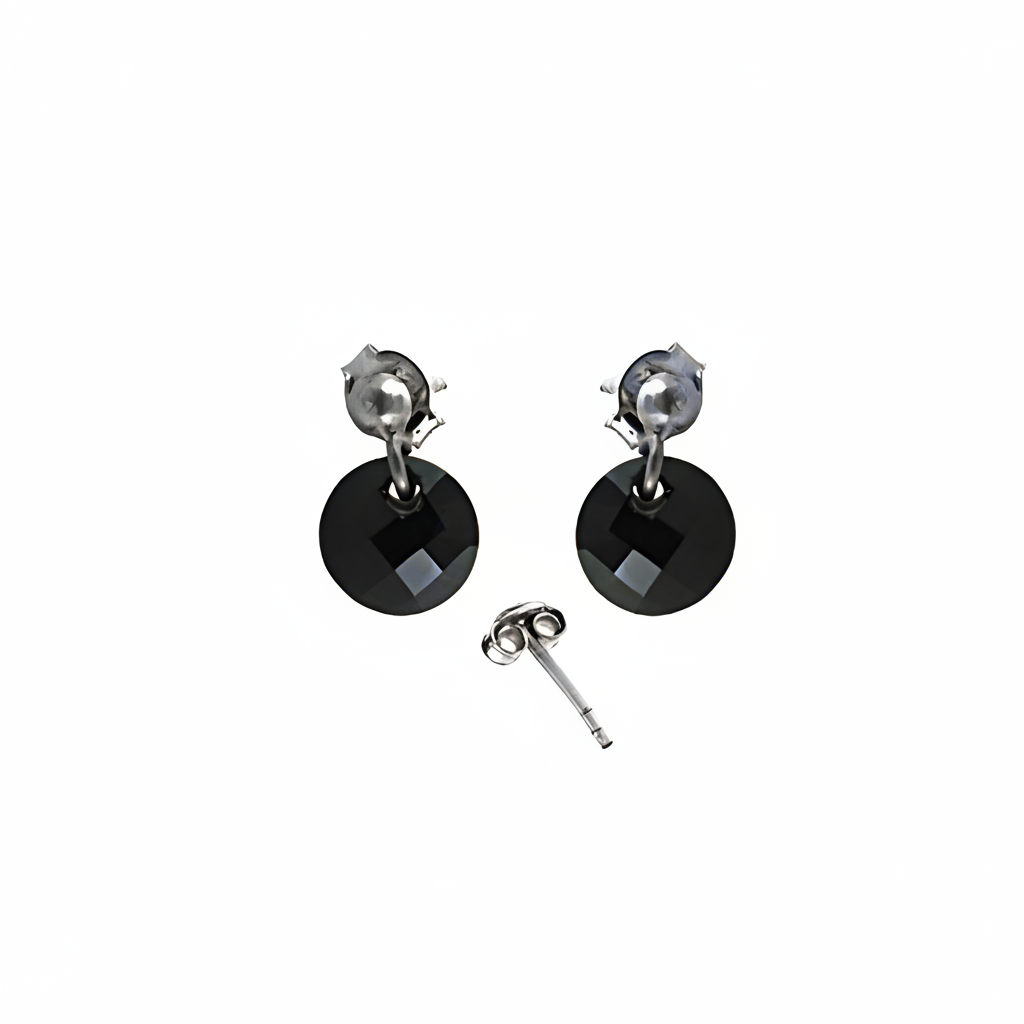 925 Silver Black Gemstone Stud Earrings for Women | Gift