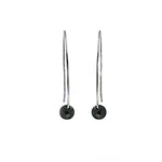 Load image into Gallery viewer, Silver Drop Earrings with Black Gemstone for Women
