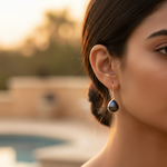 Load image into Gallery viewer, Black Pearl Teardrop Earrings | Sterling Silver | For Women
