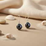 Load image into Gallery viewer, Black Pearl Teardrop Earrings | Sterling Silver | For Women
