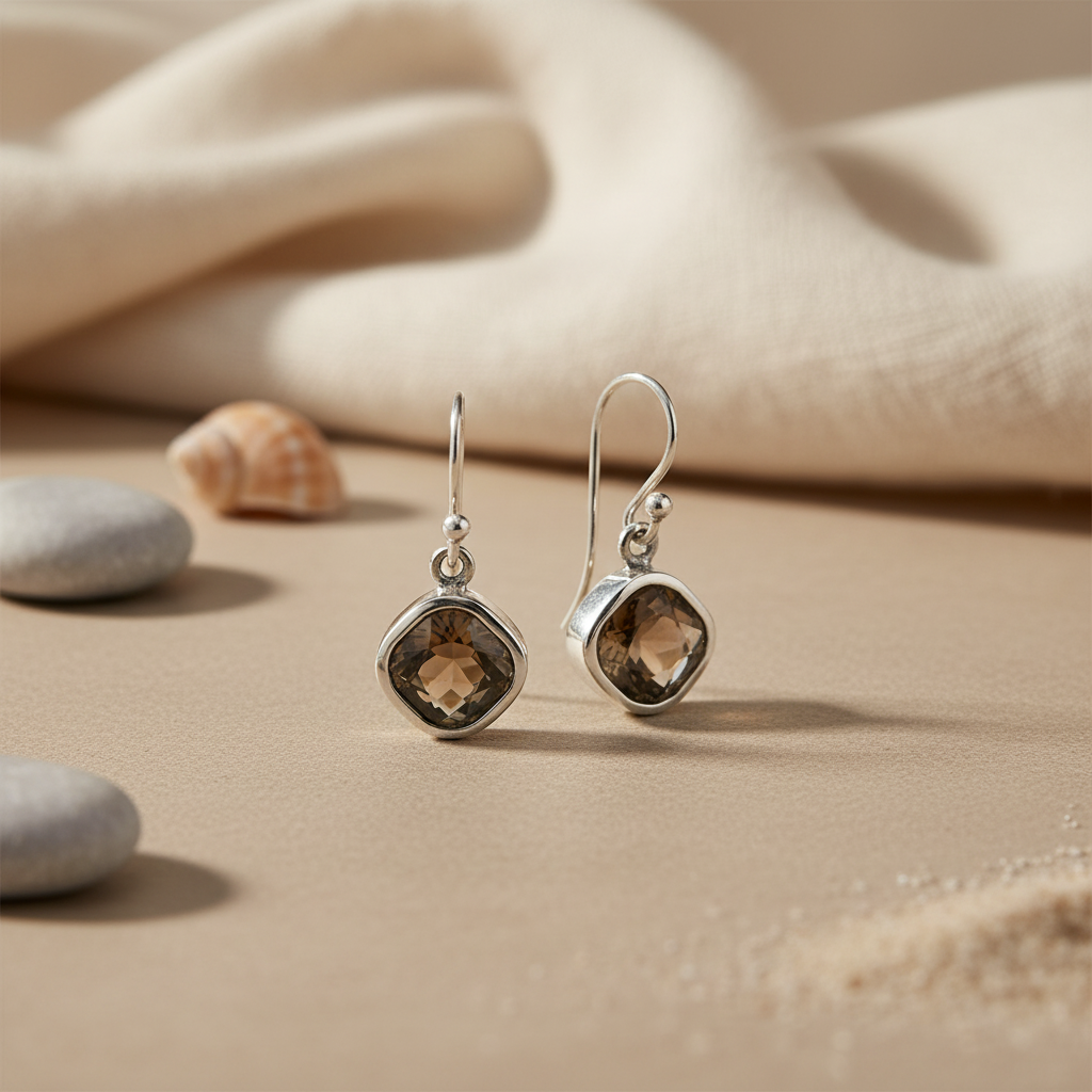 925 Silver Smoky Quartz Earrings for Women | Dangle Jewelry