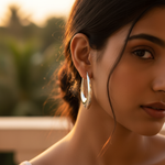 Load image into Gallery viewer, Silver Teardrop Hoop Earrings | Modern Jewelry for Women
