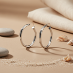 Load image into Gallery viewer, Silver Hoop Earrings for Women | Simple Round Design

