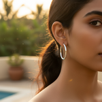 Load image into Gallery viewer, Silver Hoop Earrings for Women | Simple Round Design
