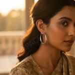 Load image into Gallery viewer, Silver Hoop Earrings for Women | Oxidized Tribal Design
