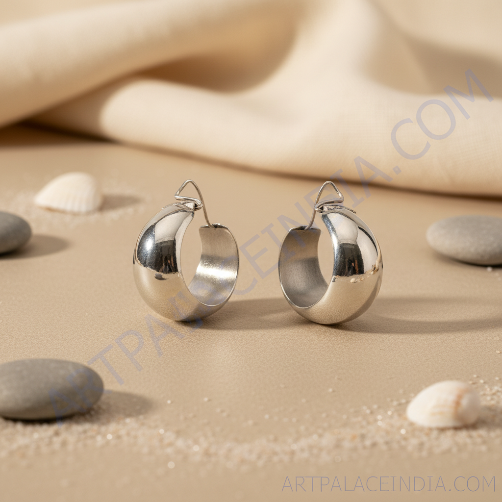 Silver hoop earrings | chunky tube hoops for women