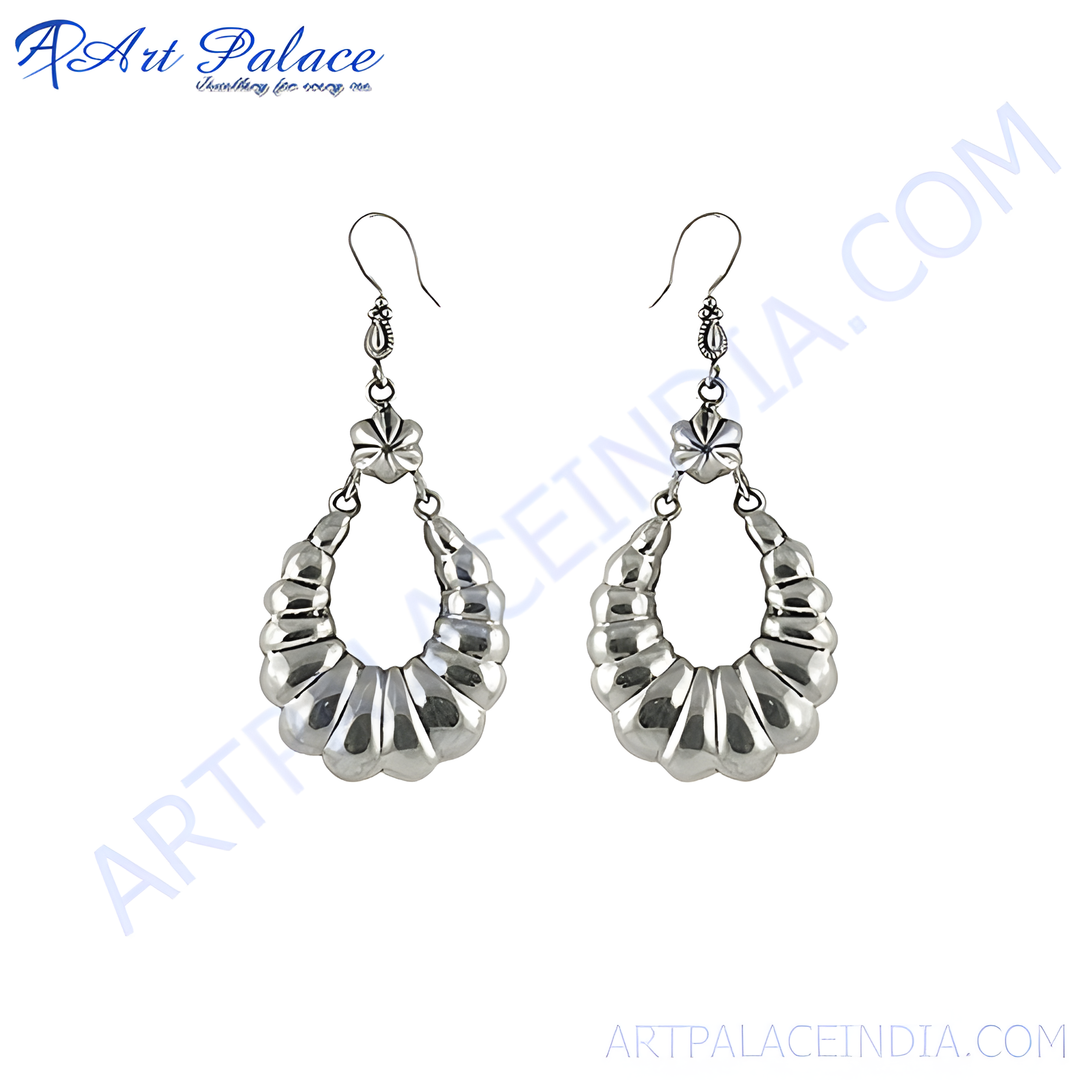 925 sterling silver teardrop dangle earrings with polished finish, a fashionable accessory for women.