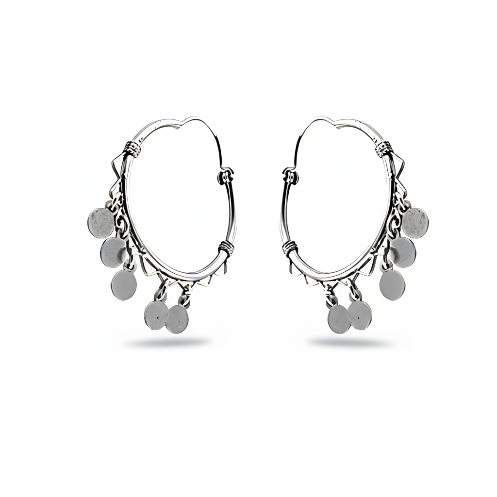 925 Silver Disc Hoop Earrings for Women | Dangle Jewelry