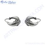 Load image into Gallery viewer, Silver hoop earrings with a unique design, perfect for a statement look.
