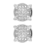 Load image into Gallery viewer, Silver Diamond Stud Earrings | Square Cut | For Women
