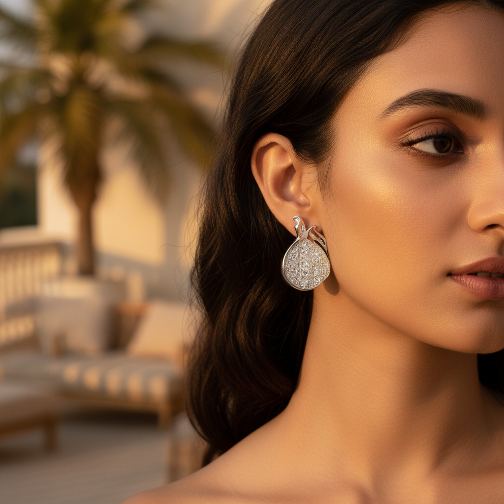 925 Silver Stud Earrings | Diamond-Cut | for Women