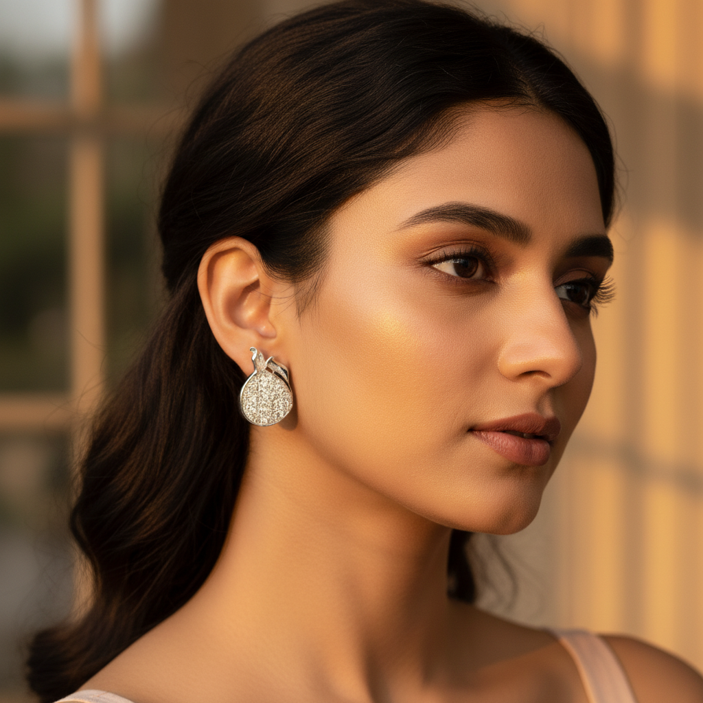 925 Silver Stud Earrings | Diamond-Cut | for Women