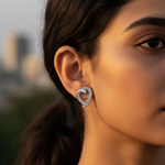 Load image into Gallery viewer, 925 Silver Heart Stud Earrings with Crystals | Gift for Her

