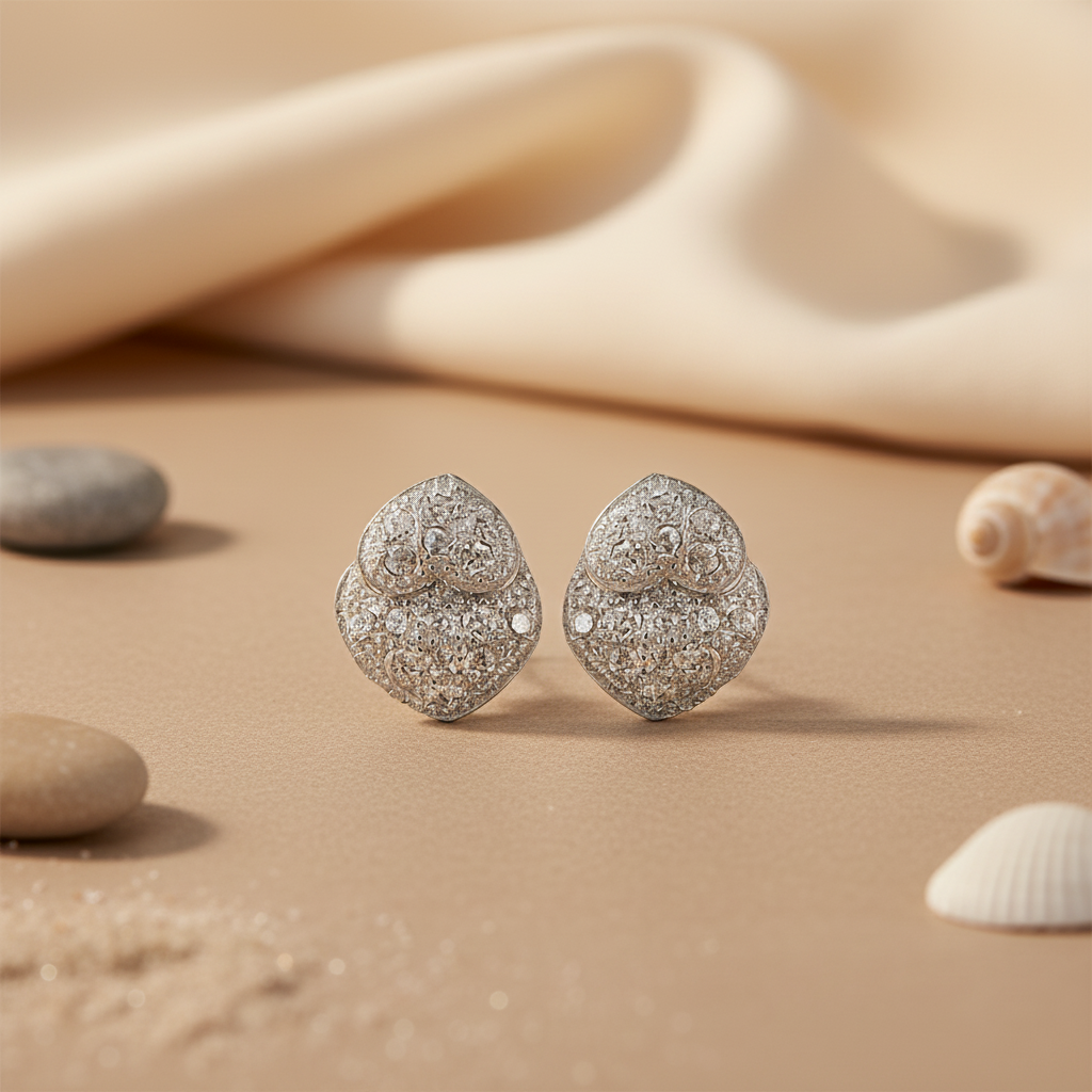 Silver Stud Earrings with Sparkling Crystals | Women's Jewelry