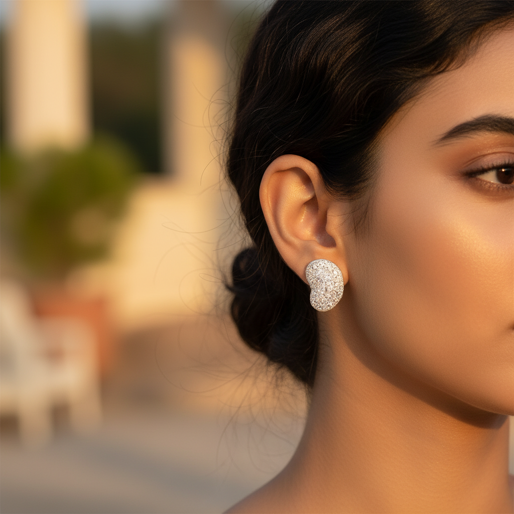 Silver Stud Earrings with Cubic Zirconia for Women | Gift