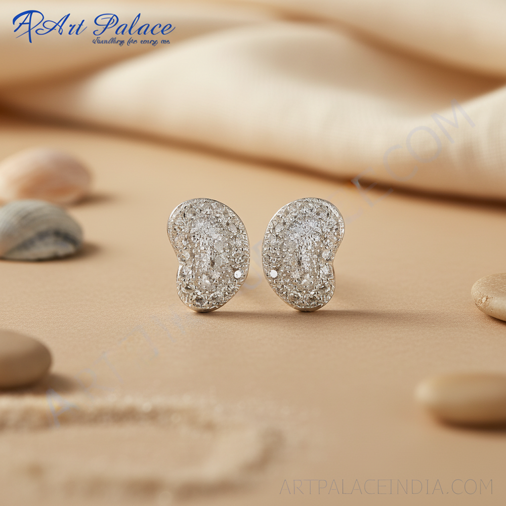 Silver Stud Earrings with Cubic Zirconia for Women | Gift