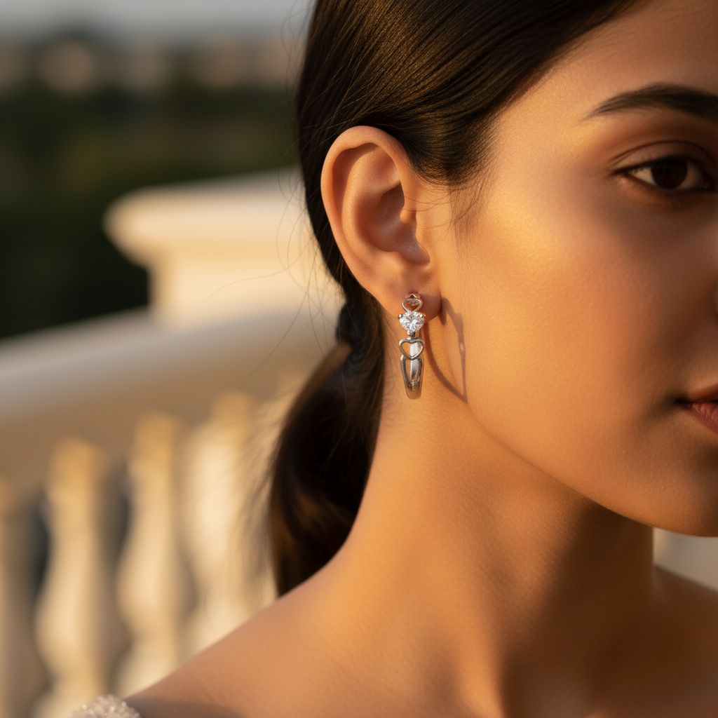 925 Silver Heart Hoop Earrings for Women | Dainty Jewelry Gift